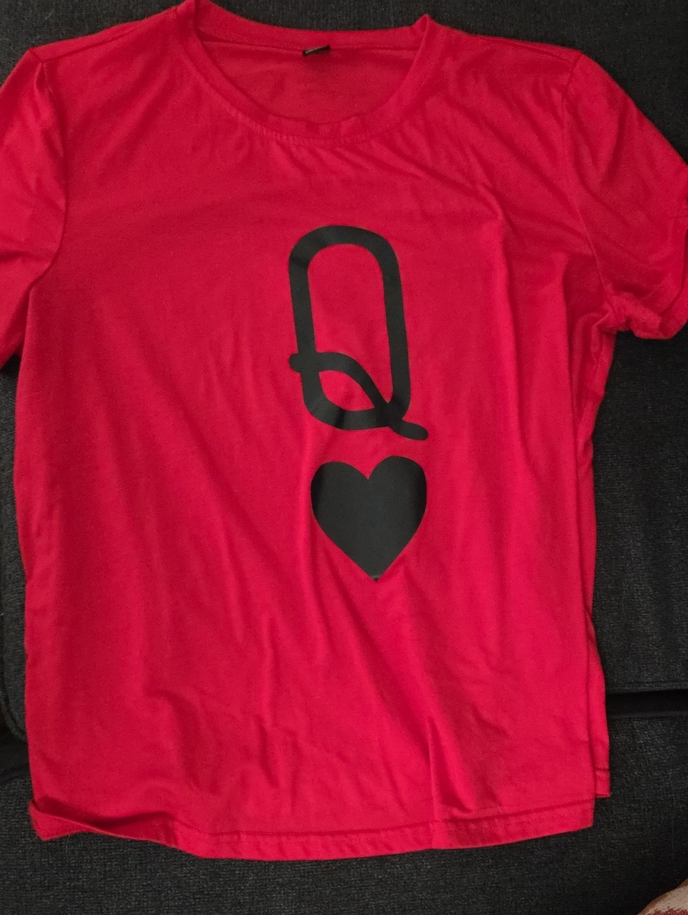 Womens Red Graphic Tee with Black Heart